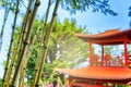 Red pagoda roof in oriental garden Royalty Free Stock Photo