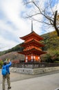 Red pagoda tower in Kiyomizu Temple in Kyoto, Japan Royalty Free Stock Photo