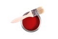 Red paint can with brush Royalty Free Stock Photo