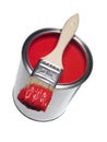 Red Paint can and brush Royalty Free Stock Photo