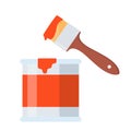 Red paint can and brush. Vector illustration for headers, banners and advertising