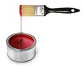 Red paint dripping brush Royalty Free Stock Photo