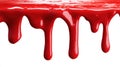 Red Paint Drips Down Creating Patterns on a White Surface, Showcasing the Movement and Flow of Color in a Simple Setting Royalty Free Stock Photo