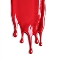 A red paint drips down a white background Royalty Free Stock Photo