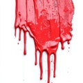 A red paint drips down a white background Royalty Free Stock Photo