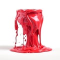 red paint pouring on pure white background Royalty Free Stock Photo