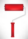 Red paint roller tool Royalty Free Stock Photo