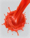 Red paint splash. Tomato, Strawberries. Vector icon Royalty Free Stock Photo