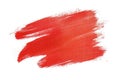 Red paint stroke on solid white background. Artificial intelligence image Royalty Free Stock Photo
