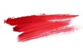 Red paint stroke on solid white background. Artificial intelligence image Royalty Free Stock Photo