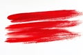 Red paint stroke on solid white background. Artificial intelligence image Royalty Free Stock Photo