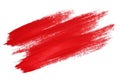 Red paint stroke on solid white background. Artificial intelligence image Royalty Free Stock Photo