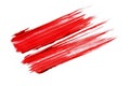 Red paint stroke on solid white background. Artificial intelligence image Royalty Free Stock Photo