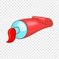 Red paint tube icon, cartoon style Royalty Free Stock Photo