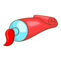 Red paint tube icon, cartoon style Royalty Free Stock Photo