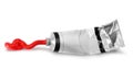 Red paint tube squeezed Royalty Free Stock Photo