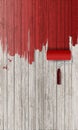 Red paint on wooden background Royalty Free Stock Photo