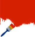 Red paintbrush painting the white wall. Background Royalty Free Stock Photo