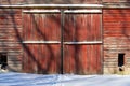 Red painted barn doors. Royalty Free Stock Photo