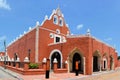 Red painted Catholic Church, Valladolid, Yucatan