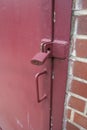 Red Painted Padlock On Locked Door Royalty Free Stock Photo