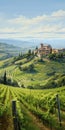 Italian Vineyard Landscape Painting In The Style Of Dalhart Windberg Royalty Free Stock Photo