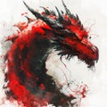 Red painting of a dragon. Year of the dragon concept. Royalty Free Stock Photo