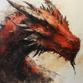 Red painting of a dragon. Year of the dragon concept. Royalty Free Stock Photo