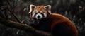 Red panda (Ailurus fulgens) sitting on a branch