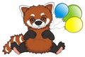 Red panda with balloons