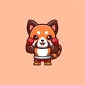 Red Panda Boxer Cute Creative Kawaii Cartoon Mascot Logo