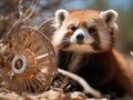 Red panda cooling with mini fan photo by photographers name