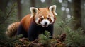 Red Panda in Lush Forest Undergrowth, Close-up Portrait of a Beautiful and Adorable Animal Royalty Free Stock Photo