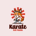 Red Panda Karate Creative Cartoon Character Logo