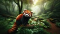 Red panda in natural habitat