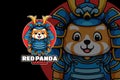 Red panda samurai cartoon character