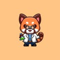Red Panda Scientist Cute Creative Kawaii Cartoon Mascot Logo