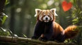 Adorable Red Panda Sitting on Bamboo with Heart Royalty Free Stock Photo