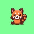 Red Panda Sitting Excited Cute Creative Kawaii Cartoon Mascot Logo