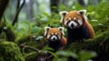 The red pandas and the bamboo forest Royalty Free Stock Photo