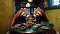 Red pandas in a restaurant: a treat for wild guests