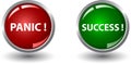 Red panic button and green success button Royalty Free Stock Photo