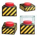 Red Panic Button Set Isolated Vector. Red Alarm Shiny Button Illustration Royalty Free Stock Photo