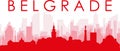 Red panoramic city skyline poster of BELGRADE, SERBIA Royalty Free Stock Photo