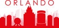 Red panoramic city skyline poster of ORLANDO, UNITED STATES Royalty Free Stock Photo