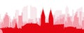 Red panoramic city skyline poster of BREMEN, GERMANY Royalty Free Stock Photo