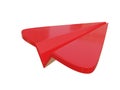 Red paper airplane icon. 3d render. Royalty Free Stock Photo