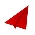 Red paper airplane isolated on white background in education or travel concept. Mock up design. 3d abstract illustration Royalty Free Stock Photo