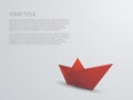 Red paper boat 3d vector background. Polygonal