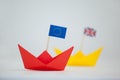 Red paper boat with european union flag Royalty Free Stock Photo